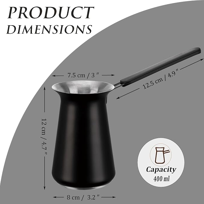 UNISWEET Turkish Coffee Pot - Coffee Maker, Briki Greek Turkish Pot, Arabic Tea Pot, Cezve/Ibrik Coffee Pot for Stovetop(400 ml,Serves 5)