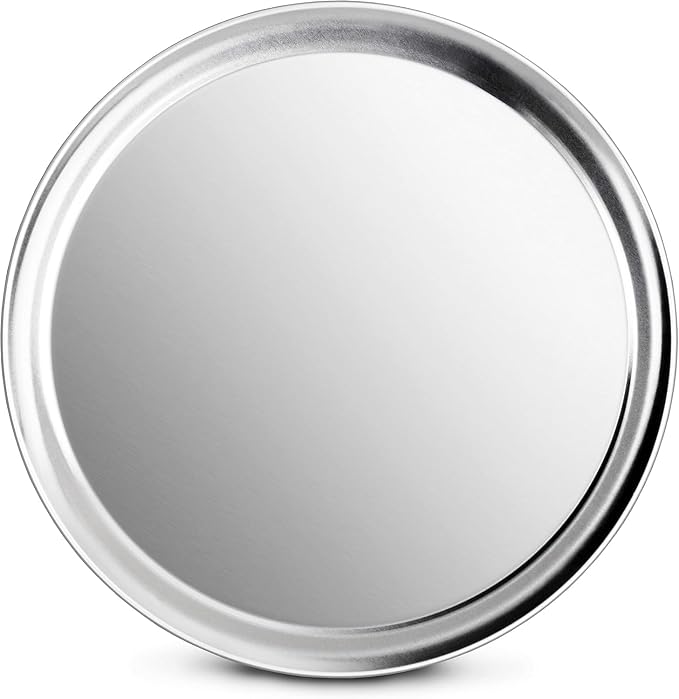 New Star Foodservice Restaurant-Grade Aluminum Pizza Pan/Tray with Wide Rim, 14 Inch, Pack of 6