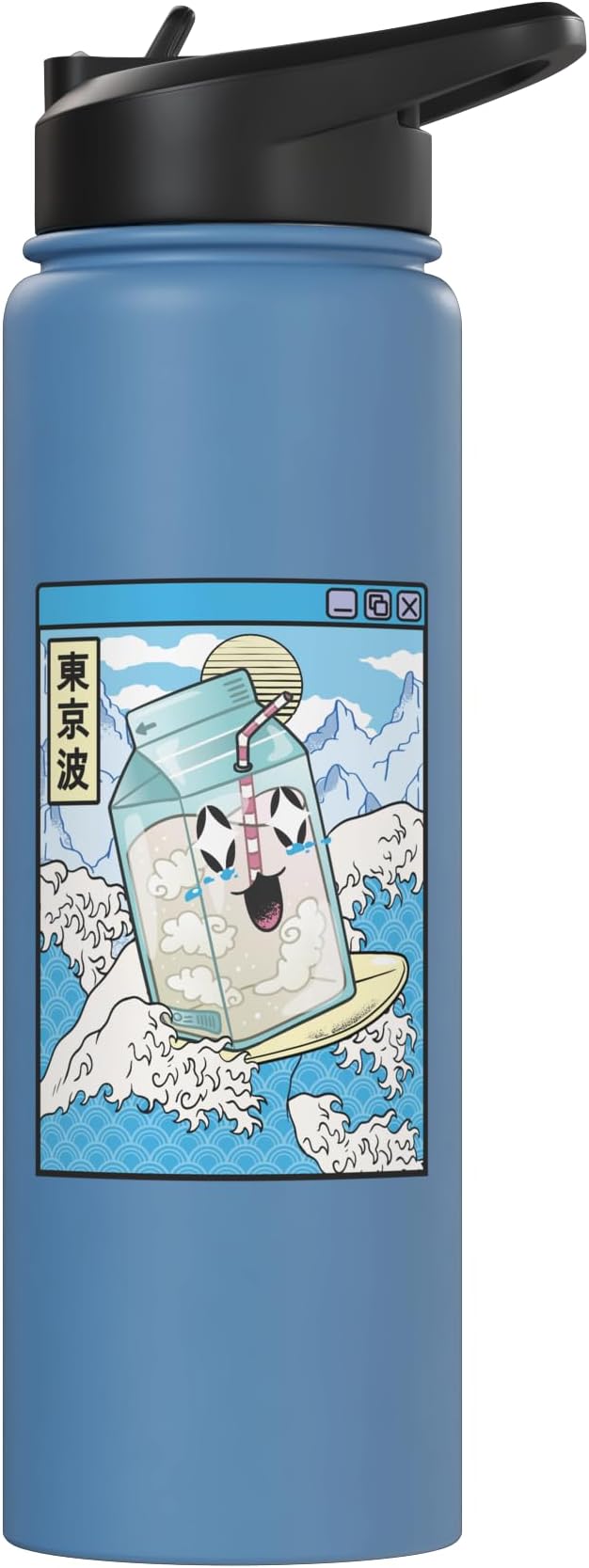 Milk Carton Surfing Great Waves Anime Kawaii Aesthetic Stainless Steel Insulated Water Bottle