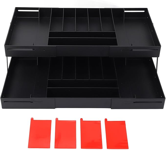 TOPINCN 2 Tier Collapsible Multi Level Drawer Organizer Tray, Folding Smart Drawer Storage, Expandable for Makeup, Jewelry, Silverware, Utensils, Kitchen Office Supplies
