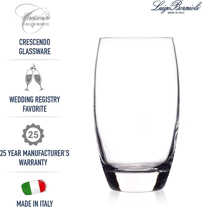 Luigi Bormioli Crescendo Highball Glasses - Clear, 20 Oz, Set of 4