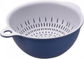 uxcell Kitchen Strainer Colander Bowl Set, Small Double Layer Drain Basin and Basket Suitable for Fruits, Vegetables, Pasta, Berry, Cleaning Washing - Blue