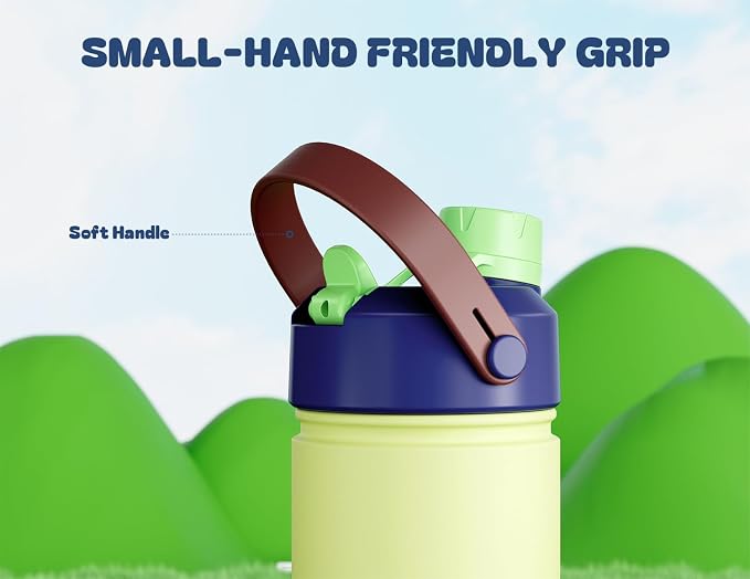 12 oz Kids Insulated Water Bottle for School: 2-in-1 Straw Spout Lid, Leakproof, BPA-Free, Keep Cold 24H, Reusable Stainless Steel Cup for Trip, Camping, Birthday Gift for Boys Girls (Infinity Beam)