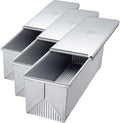 USA Pan Pullman Loaf Pan with Cover, Large w Set of 2, 13 x 4 (Pack of 3)
