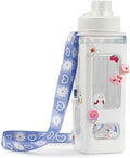Kawaii Bear Pastel Water Bottle With 3D Sticker 700ml Plastic Travel Tea Juice Milk Portable Cute Shaker Drink Bottle Gift (White)