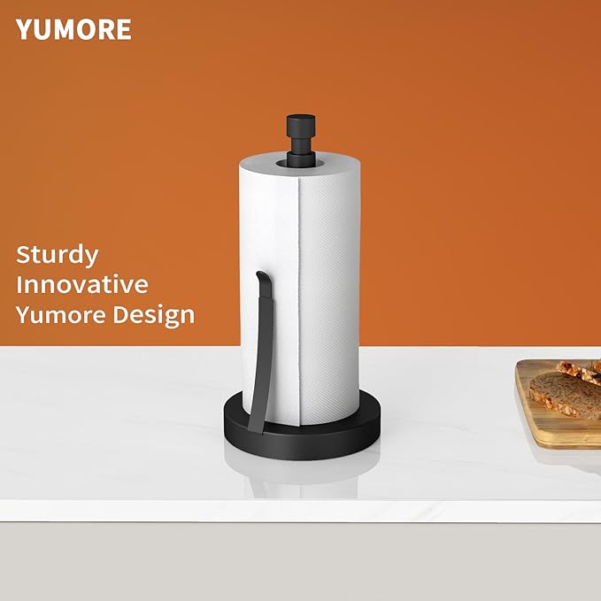 YUMORE Paper Towel Holder Countertop, Paper Towel Holder with Weighted Base Non Slip, Standing Paper Towel Roll Holder for Kitchen Bathroom, Stainles Steel