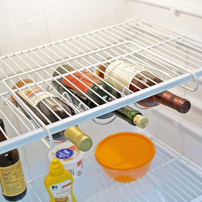 Southern Homewares Fridge Wine Rack – Slide-On Bottle Shelf, Holds 3 Bottles, Fits Most Refrigerator Shelves, Set of 2