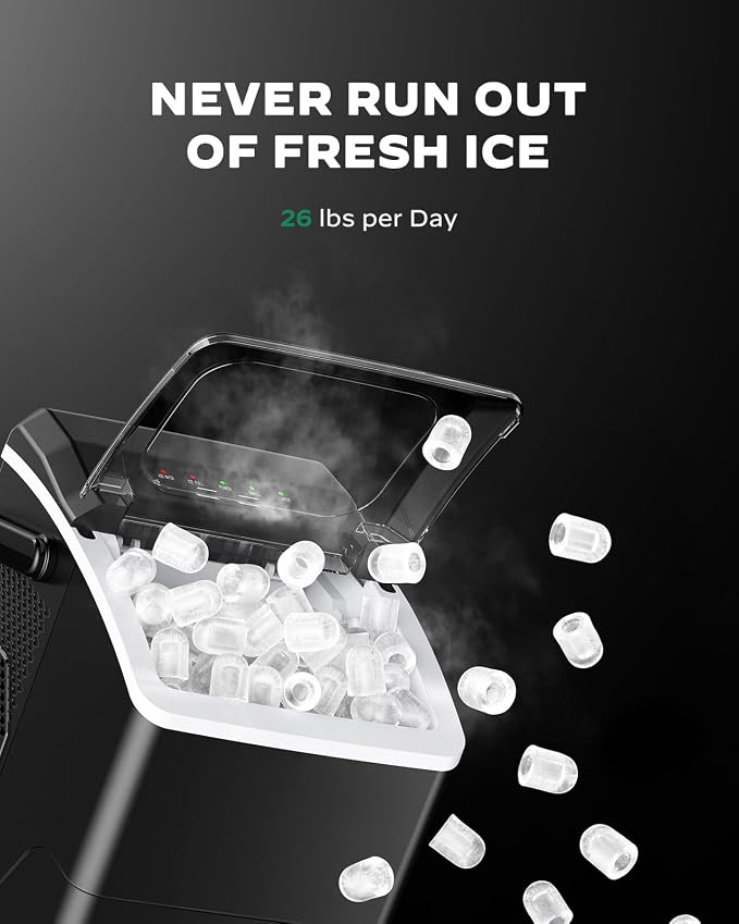 Totnz Ice Makers Countertop,26 Lbs/24 Hrs, Portable Countertop Ice Maker with Self Cleaning Function,Ice Maker for Kitchen/Office/Parties