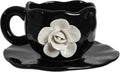 Cute Ceramic Coffee Cups, Unique Fancy Tea Cups with Saucer, 11OZ for Cappuccino Latte Milk