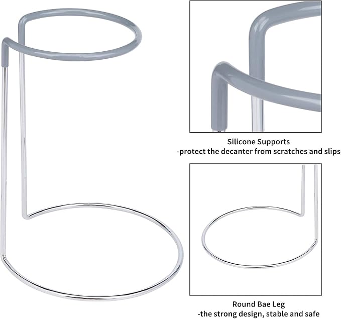 Wine Decanter Drying Stand with Rubber Coated Top to Prevent Scratches, Wine Decanter Drying Rack for Standard and Large Wine Decanters, Wine Decanter NOT Included, (with Cleaning Brush)