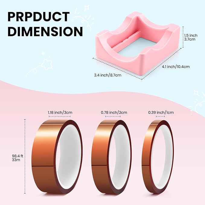 AKEYDIY Cup Cradle Tool Set with 3 Heat Resistant Tapes - Silicone Tumbler Holder, Felt Squeegee for Vinyl, UV DTF, Sublimation (Pink 01)