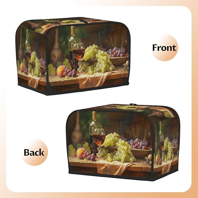 Red Wine Grapes Modern Toaster Cover 4 Slice Dust and Fingerprint Protection Toaster Bread Maker Covers Washable Kitchen Small Appliance Covers for Kitchen Accessories Decor Bakeware Women Gift