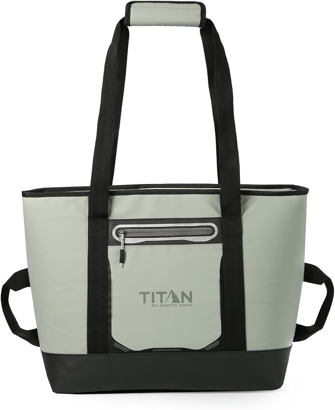 Titan by Arctic Zone Soft Sided Cooler Tote, Insulated Bag with Handle, Shoulder Strap, and Zipper for Lunch, Picnic, and Travel, 30 Can Capacity