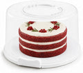 EXTRA LARGE & EXTRA STURDY Cake Carrier, Cake Stand with Lid and Foldable Handles - Multifunctional Serving Platter and Cake Plate - Cake Container with Dome and Strong Snaps 13 x 13 x 7 inch (White)