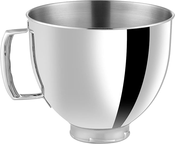 5QT Stainless Steel Mixer Bowls with Handle Fit for KitchenAid 4.5 & 5-Quart Tilt-Head Stand Mixers Replacement/Accessories Bowl for Mixer Dishwasher Safe Oven Safe Easy to Clean Polished