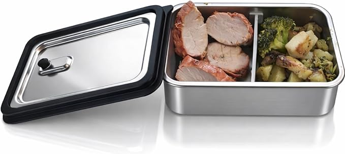 Modaniam Stainless Steel Bento Box Adult, 42 OZ, Stainless Steel Lunch Box Containers, Metal Lunch Box, Leak proof Lunch Containers,Black
