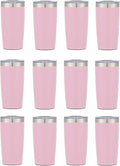 12 Ct of 20 Oz Two-Tone Himalayan Stainless Steel Tumbler with Lid – Pink – Customizable Insulated Cups for Water, Coffee, Hot & Iced Drinks – Great for DIY, Events, Work