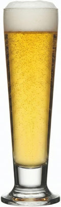 Restaurantware 14 Ounce Tall Beer Glasses Set Of 6 Tall-Footed Pilsner Glasses - Fine-Blown Dishwasher-Safe Clear Glass Beer Glass Set Lead-Free For Beers Ales or Cocktails