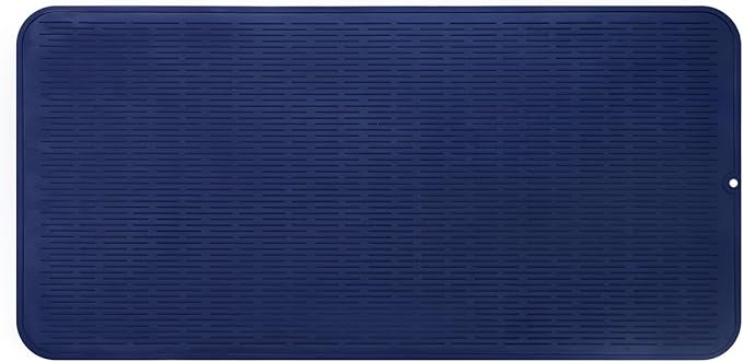 MicoYang Silicone Dish Drying Mat for Multiple Usage,Easy clean,Eco-friendly,Heat-resistant Silicone Mat for Kitchen Counter or Sink,Refrigerator or Drawer Liner Navy Blue 5XL 36inches x 18inches