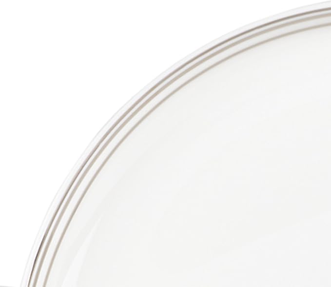 Everyday White by Fitz and Floyd Nevaeh Bone China Coupe Platinum Bands Dinnerware Set, Service for 4