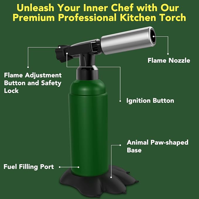 Sondiko Big Butane Torch Lighter, Soldering Torch with Monster Footprint Shaped Base, Adjustable Flame, Safety Lock, Butane Not Included