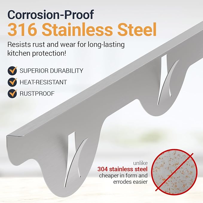 Linda’s Essentials Stove Gap Covers Stainless Steel (2 Pack), 316 Stainless Steel Stove Gap Covers Heat Resistant Oven Gap Filler Seals Spaces Between Stovetop and Counter (23.4 Inches, Silver(Steel))