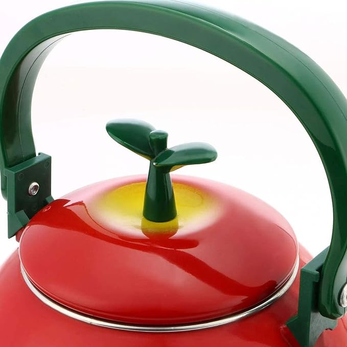 UPware Enamel on Steel Whistling Tea Kettle, Stovetop Teakettle (1.6 Quart, Apple)