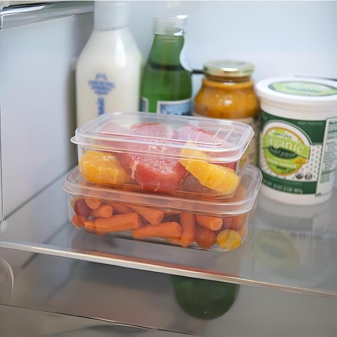Lustroware Micro Clear Transparent Food Storage Containers with Lids – BPA-Free, Shatterproof, Dishwasher & Microwave Safe, 13oz Stackable Refrigerator Organizer Bins, Made in Japan, Set of 12