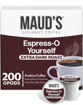 Maud's Espresso Coffee Pods, 200 ct, Dark Roast in Single Serve Pods – 100% Arabica Coffee, Compatible with Keurig K Cups Maker