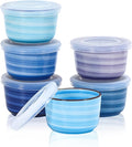Selamica Ramekins with Lids, 6 oz Ramekins Oven Safe for Creme Brulee, Souffle, Porcelain Custard Cups for Baking, Stackable Ramekin Bowls for Pudding, Dipping, Set of 6, Gradient Blue