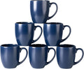 GBhome 16oz Coffee Mugs Set of 6, Large Ceramic Coffee Mugs for Man, Woman, Dad, Mom, Modern Coffee Mugs Set with handle for Tea/Latte/Cappuccino/Milk/Cocoa. Dishwasher&Microwave Safe,Matte Blue