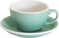 Loveramics Matt Cappuccino Cup, 8 oz Ceramic Latte Art Mug with Saucer, Thick-walled stoneware cup Set, Barista Latte Cup Set for Latte, Cappuccino, Tea - Mineral Colors (Emerald, 8OZ)