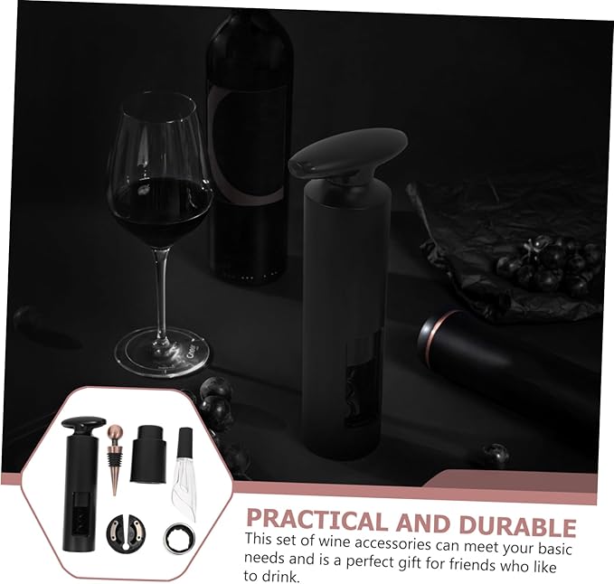 6-Piece Wine Opener Set Vacuum Wine Stoppers Aerator Pourer and Corkscrew for Parties