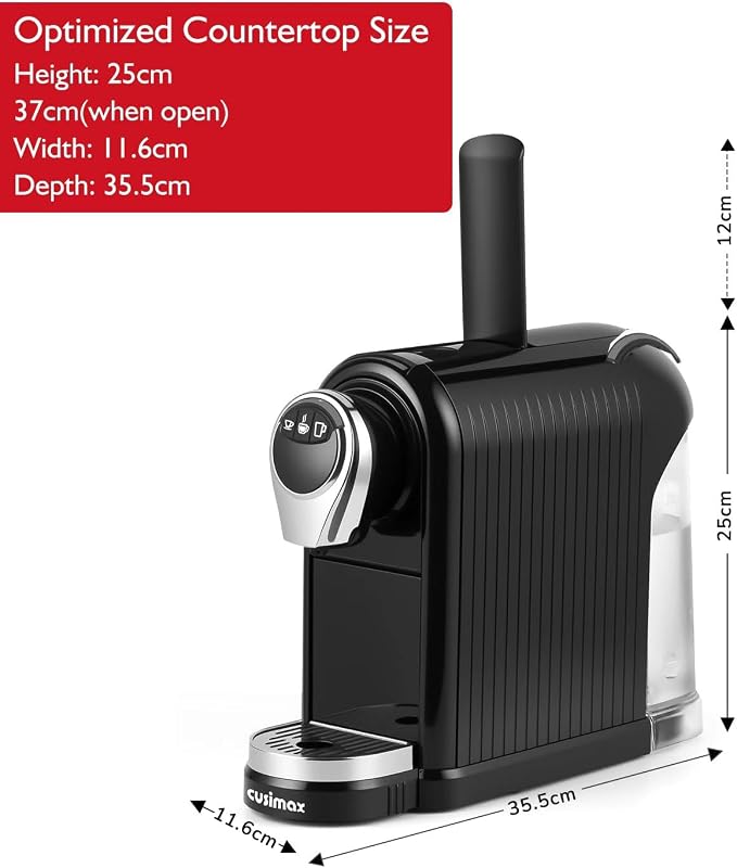 CUSIMAX Coffee Maker for Nespresso Original, Single Serve Espresso Coffee Machine with Capsule Storage, Programmable 3 Brew Sizes, 19Bar High Pressure, 27oz/0.8L Removable Reservoir, Energy Saving