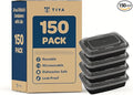 TIYA Food Containers - 16 oz Bulk 150 Pack with Lids - Rectangular Plastic To-Go Containers - Reusable, Microwavable, Dishwasher Safe - Leak-Proof for Meal Prep - BPA-Free
