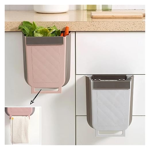 Collapsible Hanging Kitchen Trash Can 1 Piece Multifunction Hanging Telescopic Folding Trash Can Cabinet Door Sorting Bin for Kitchen and Car(White)