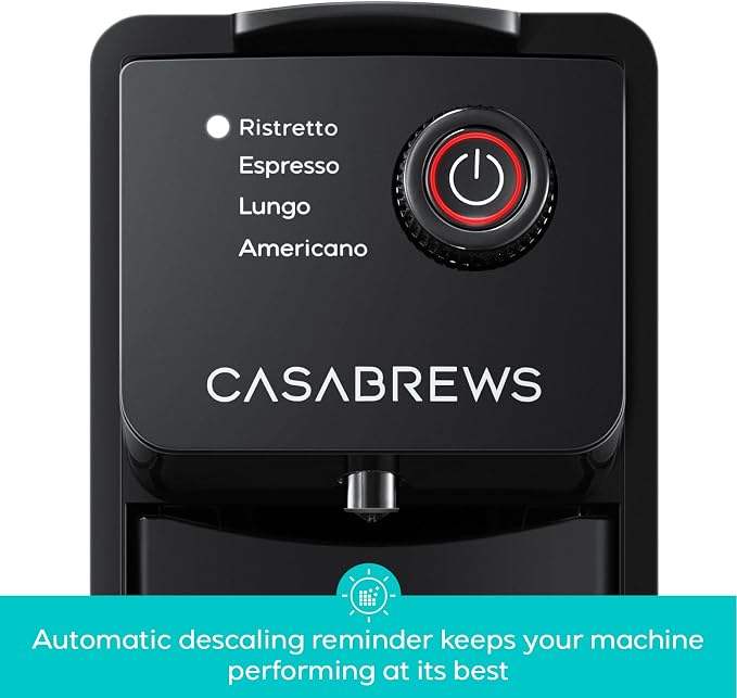 CASABREWS CM7036E 20Bar Espresso Machine for Nespresso Original Pods | Compact Capsule Coffee Machine with 21oz Removable Water Tank, Black Espresso Maker with 4 Brewing Modes for Home or Office