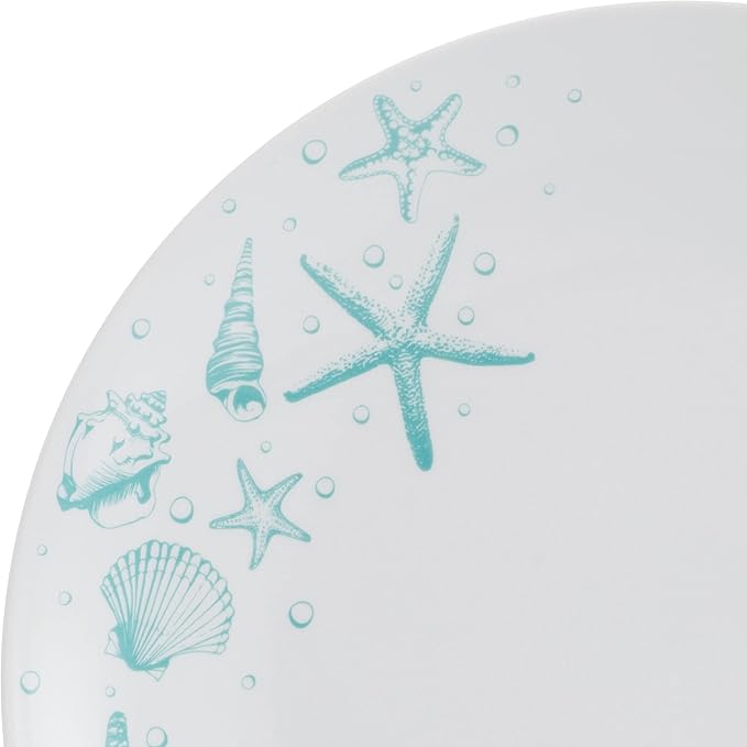 Studio Nova Tahiti Coastal 12 Piece Dinnerware Set, Service for 4, Multicolored Stoneware Plates and Bowls with Vibrant Coastal Design for Everyday Dining