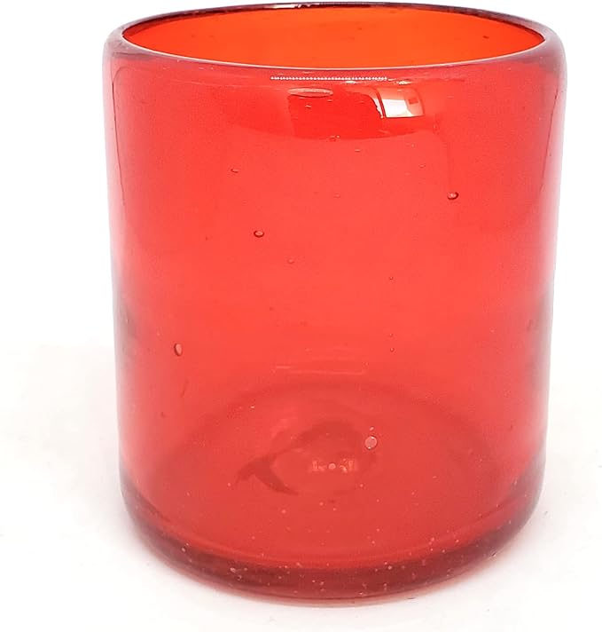 Solid Ruby Red 9 oz Short Tumblers (set of 6), Recycled Glass, Lead-free, Toxin-Free (9oz Tumbler)