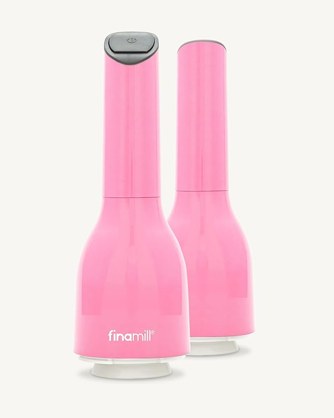 FinaMill Classic Battery Spice Mill – Battery Operated Salt and Pepper Grinder Set, Includes 2 Interchangeable Spice Pods, Adjustable Coarseness, Ceramic Grinder, LED Light, Home and Kitchen Gift Set