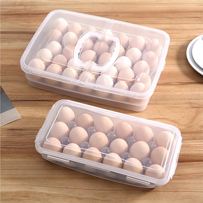 TOWINE Food Storage Containers Egg Preservation Box Refrigerator Egg Storage Box Home Preservation Storage Box Kitchen Multi-Grid Portable Egg Box (Color : Clear, Size : C)