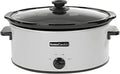 HOMECOOKIN 7 Quart Slow Cooker Oval Manual Pot Food Warmer with 3 Cooking Settings, White Stainless Steel