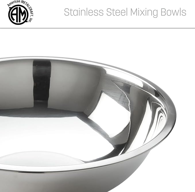 American Metalcraft 16" Stainless Steel Mixing Bowl - 13-Quart Durable Metal Bowls for Mixing, Large Stainless Steel Bowl