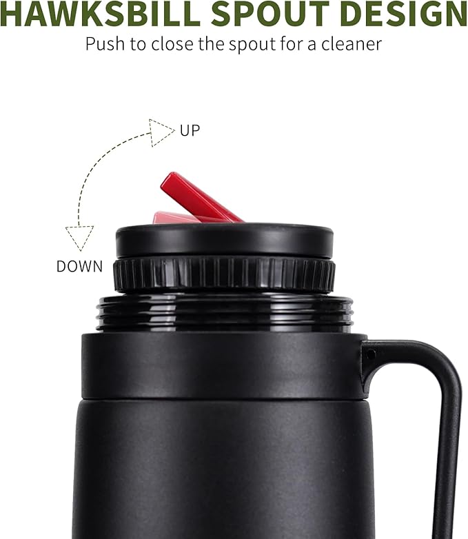 Complete Yerba Mate Kit - Includes Argentina Mate Gourd, 2pcs Straw (Bombilla), Yerbero, 1000ml Insulated Bottle - Stainless Steel Yerba Mate Set (Black)