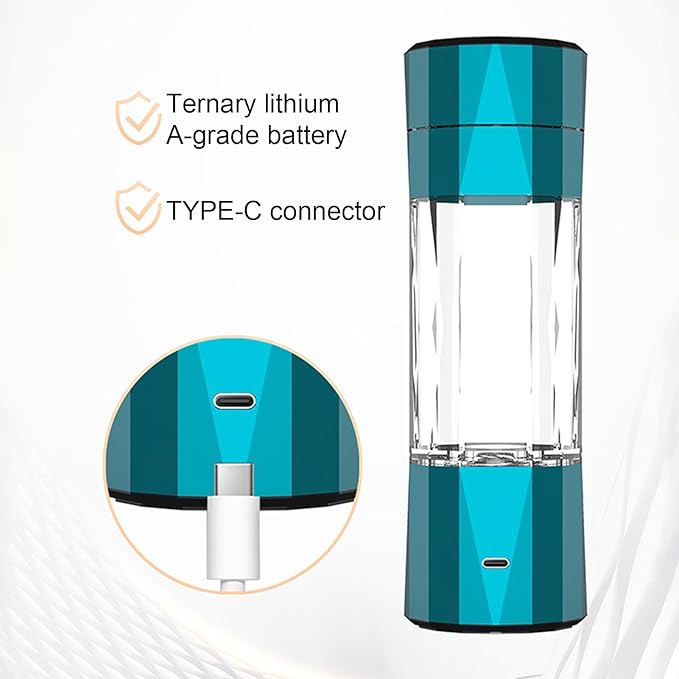Hydrogen Water Ionizer Machine 208ml Portable Generator 6000-8000 PPB PEM Technology Glass Health Cup Silver