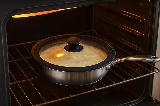 Bezrat Universal Lids for Pots, Pans and Skillets - 2-Pack Heat-Resistant Covers Tempered Glass with Silicone Rim - Fits 11”, 12”, 12.5” Cookware - For Cooking, Dishwasher Safe