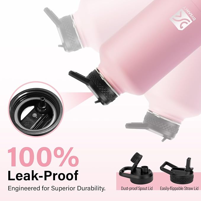 DYSANKY Insulated Water Bottle | Thickened Stainless Steel Vacuum Metal | Portable Sports Half Gallon Large Water Jug for Gym and Hiking with Straw, Carrier Bag, Handle Strap | BPA-Free 64 oz