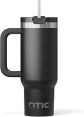 RTIC 30 oz Road Trip Tumbler Double-Walled Ceramic Lined InsulatedStainless Steel Portable Travel Coffee Mug Cup with Lid, Handle and Straw, Black