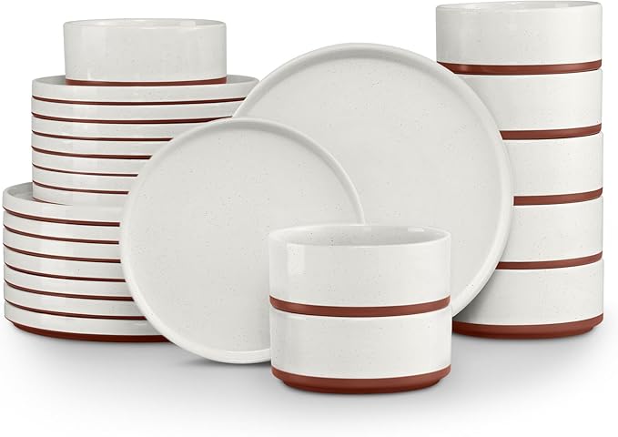 LIANYU 24 Pieces Porcelain Dinnerware Sets, Premium Plates and Bowls Set, High-Fired Ceramic Dishes Set for 8, Chip & Scratch Resistant, Microwave Dishwasher Safe, White