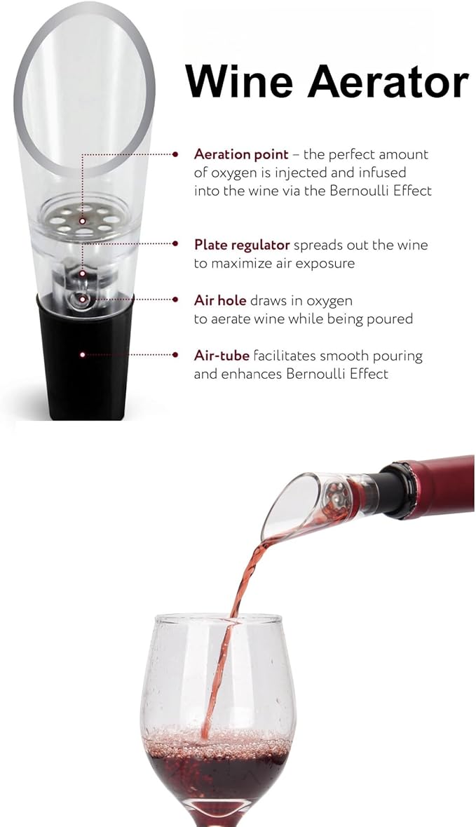 Electric Opener Set With Base, Accessories Including Rechargeable Corkscrew, Aerator, Stoppers and Foil Cutter - Perfect Gifts for Wine Lovers